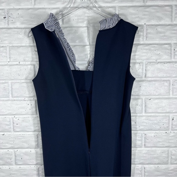 ELIZA J. Navy Sleeveless Dress with V-Neck Ruffle Trim - Picture 6 of 9